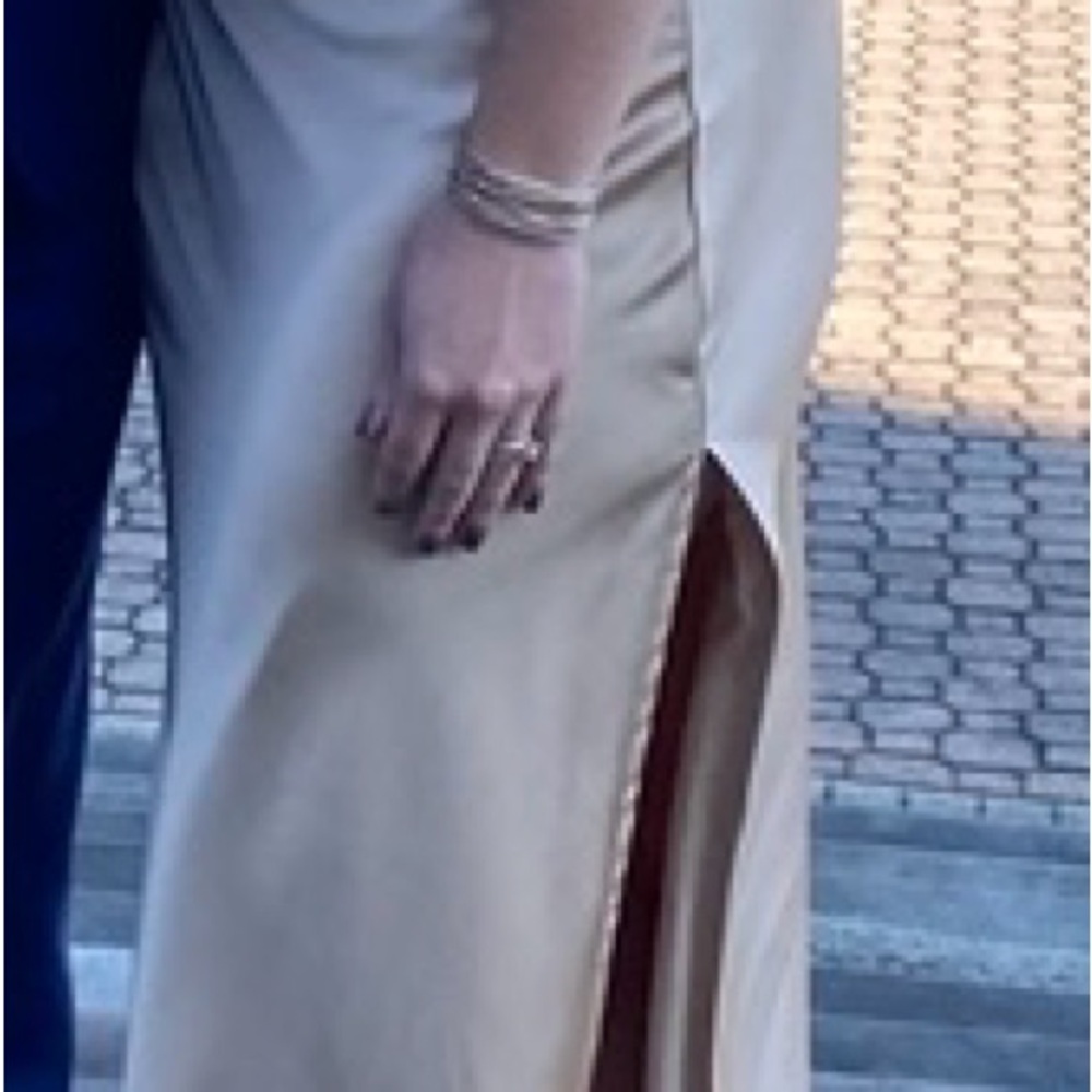 Le Lis Gold Cowl Neck Slip Dress for Weddings - Picture 6 of 8